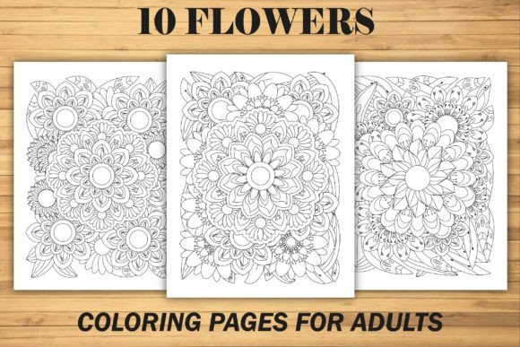 10 Flowers Coloring Pages for Adult