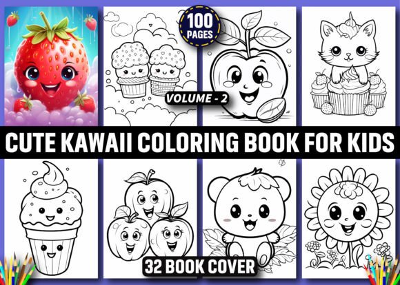 100 Cute Kawaii Coloring Book for Kids