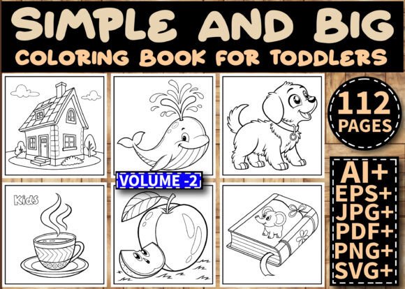 112 Simple Big Coloring Pages for Kids