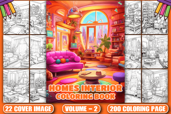 200 Homes Interior Coloring Pages Vol- 2