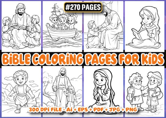 270 Bible Coloring Pages for Kids KDP