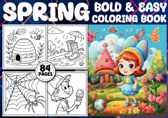 84 Bold Easy Spring Coloring Pages: The Ultimate KDP & POD Digital Bundle for Creativity and Profit