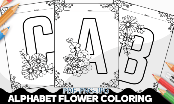 Alphabet Flower Coloring Book for Kids