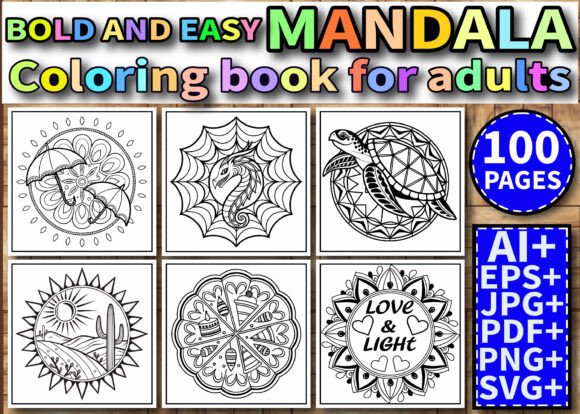 Bold and Easy Mandala Coloring Book KDP