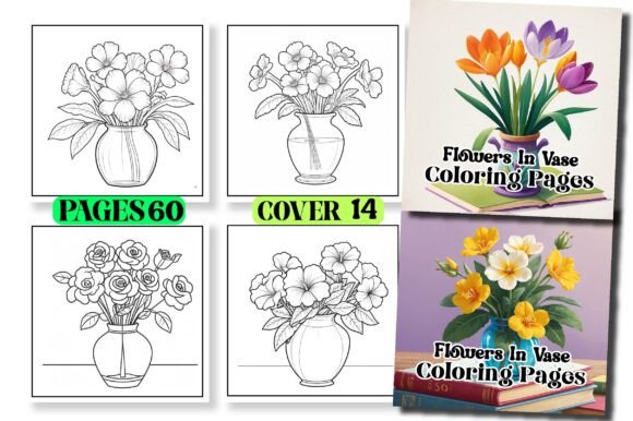 Bold Easy Flowers in Vase Coloring Pages