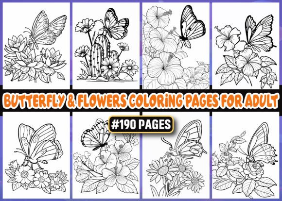 Butterfly Flowers Coloring Pages - KDP