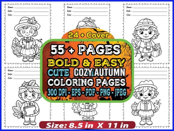 Cute Bold Cozy Autumn Coloring Pages