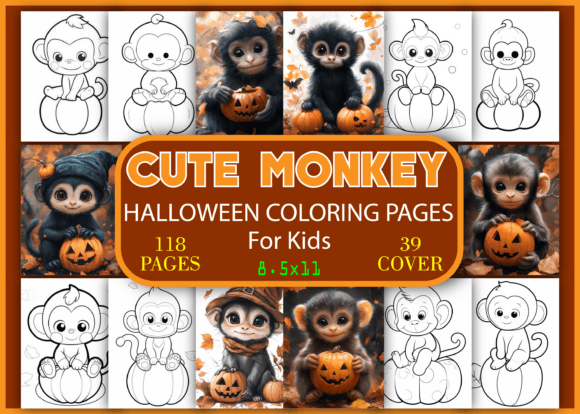 Cute Monkey Halloween Coloring Pages for Kids: Playful, Spooky, and Perfect for Little Hands
