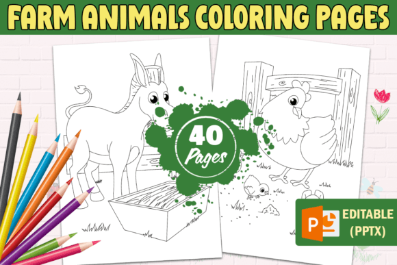 Farm Animals Coloring Pages for Kids KDP