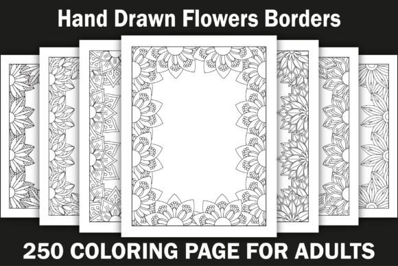 Hand Drawn Flowers Borders Coloring Book