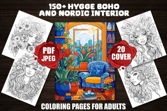 Hygge Boho & Nordic Interior Coloring