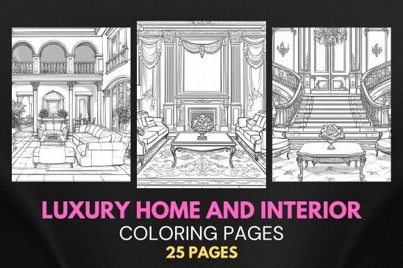 Luxury Homes and Interiors Coloring Page