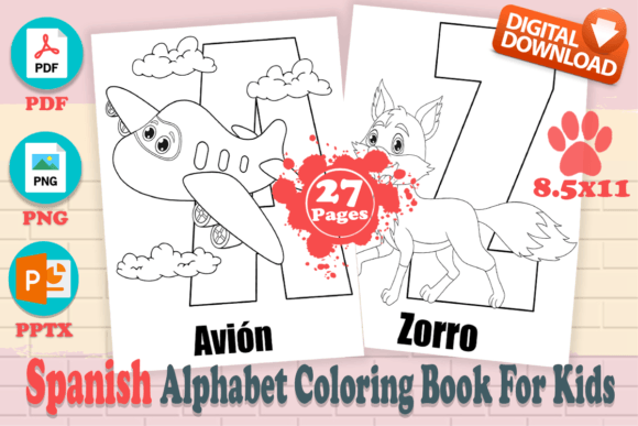 Spanish Alphabet Coloring Book for Kids